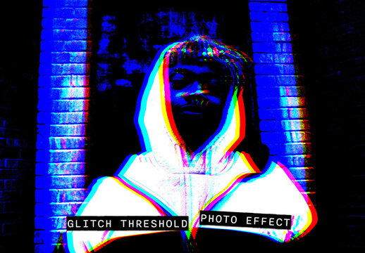 Glitch Threshold Image Effect Mockup
