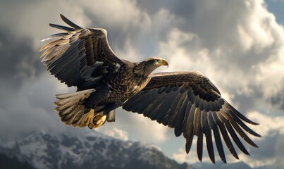 Obraz premium A majestic eagle soaring through the sky, its sharp talons outstretched, ready to snatch its prey