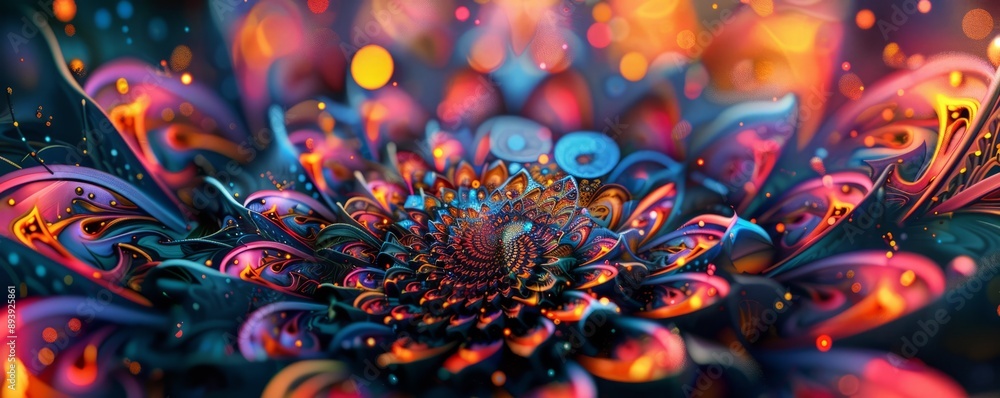 Poster artistic card design with intricate patterns and bold color contrasts, ideal for special occasions