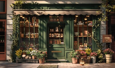 Artisanal storefronts featuring handcrafted goods and unique artisan products, ideal for a boutique shopping spree