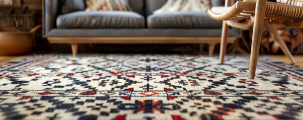 Obraz premium Carpet with a tribal-inspired pattern, adding a touch of global flair to any room