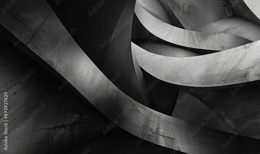 Poster monochromatic minimalism using shades of gray to explore depth and texture in abstract shapes, hyper