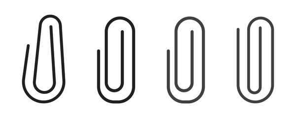 Paper clip icons set. Black paperclip collection. Attach symbol. Document staple icons