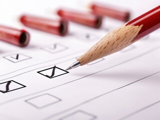 Red pen on a checklist.