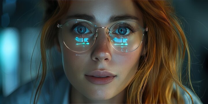 Woman in cyber lab, developing new encryption techniques, cutting-edge cybersecurity research