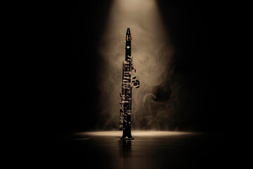 Clarinet in focus with smoke effects.