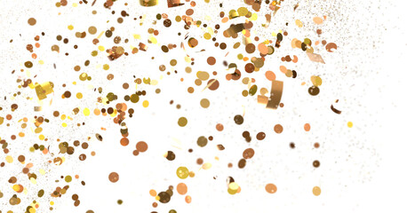 Gold confetti falling against a black background