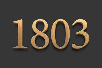 3D wooden logo of number 1803 on dark grey background.