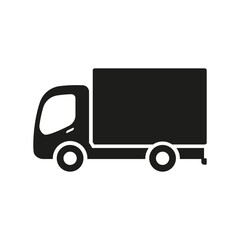 Small truck icon. Van. Black silhouette. Side view. Vector simple flat graphic illustration. Isolated object on a white background. Isolate.
