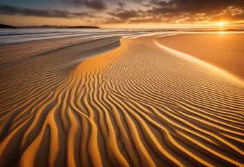 Naklejka premium intricate sand patterns shaped waves shoreline coastal artistic nature creation, beach, shapes, design, formation, ripples, tide, texture, waterfront