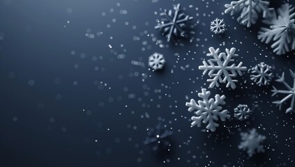 Dark blue background with snowflakes, Christmas card design dark navy blue solid color background Generative AI