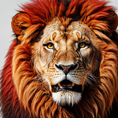 Fototapeta premium Portrait of a lion on a white background. Close-up.