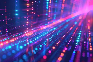 Innovative tech concept: handling and archiving massive data blocks. Implementing blockchain, effective servers, and lightning-fast internet