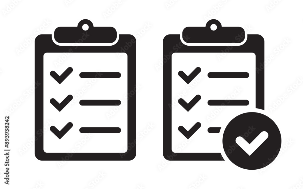 Poster clipboard with check mark icon isolated on background. checklist sign symbol for web site and app de