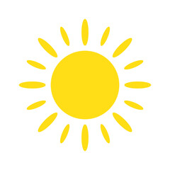 Sun icon in flat style, simple yellow sun.