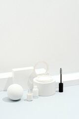 White boxes with white cosmetics