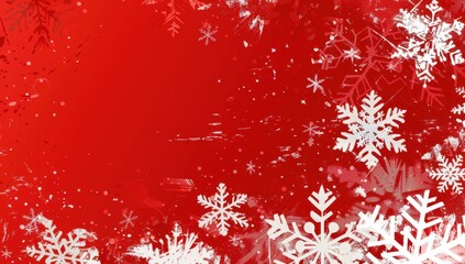 Red background with snowflakes, Christmas simple shapes Generative AI