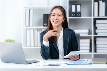 happy success businesswomen working in the office