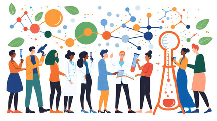 Illustration of Scientists Collaborating