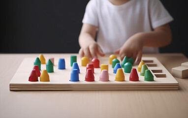 montessori teaching pedagogy , kid play concept with copy space 