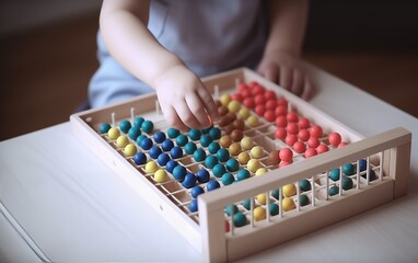 montessori teaching pedagogy , kid play concept with copy space --ar 8:5 --v 5 Job ID: c8551179-1a5e-4cc9-ad67-04c9c7e6022a