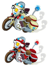 Cartoon motorcycle riding to the rescue illustration for children