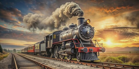 Vintage steam train on railway tracks , old, transportation, locomotive, historical, retro, engine, travel, nostalgia, iron