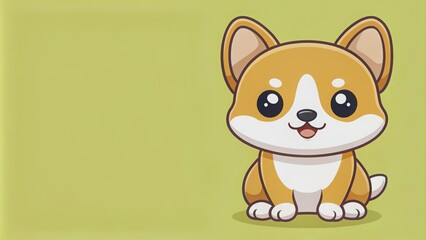 Obraz premium Adorable kawaii style of a cute animal dog, kawaii, cute, animal, dog, pet,design, cartoon, character, sweet, fluffy, happy