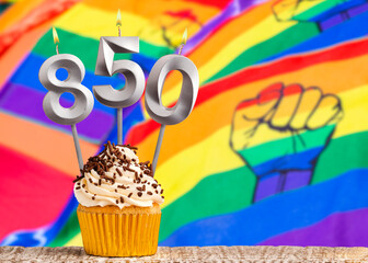 Birthday card with gay pride colors - Candle number 850