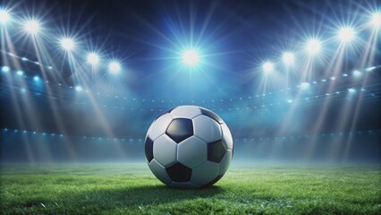 Naklejka premium Background of soccer football , sports, field, grass, game, competition, stadium, players, goal, match, tournament, fans