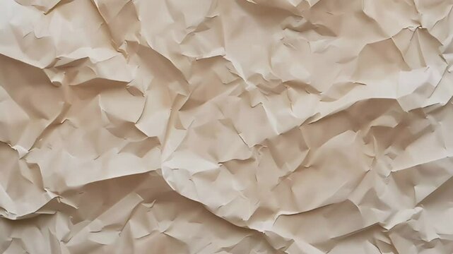 Stop motion animated paper texture background. Crumpled White Paper Looping Animation in 4k.