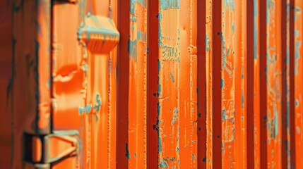 Metallic orange container close up