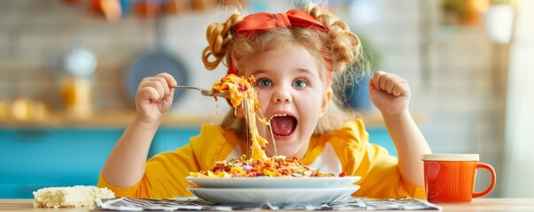 Little girl enjoying her meal