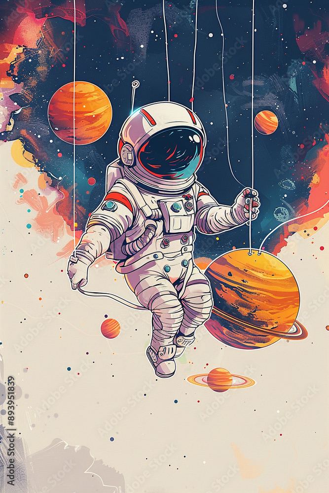 Canvas Prints Cute astronaut illustration