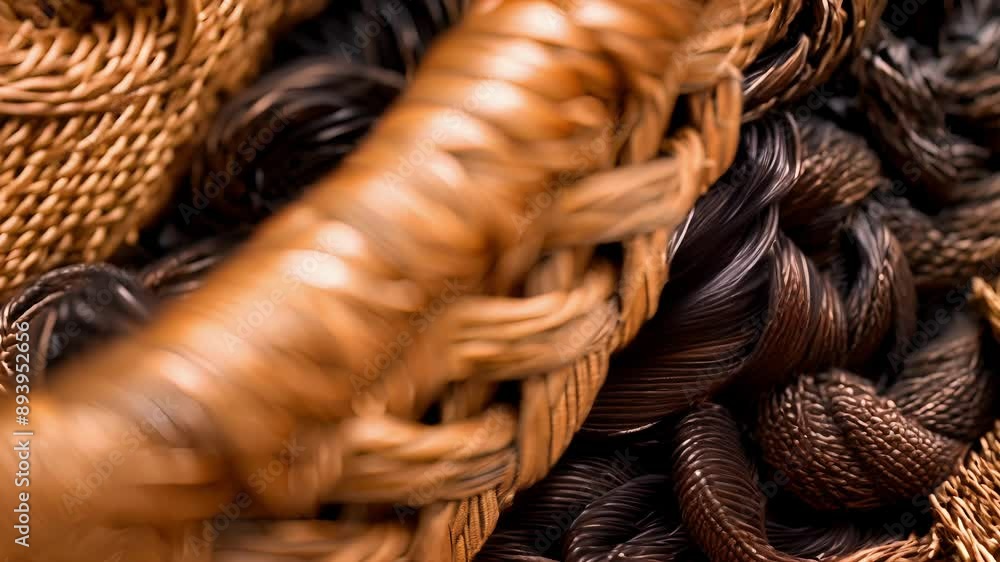 Poster this closeup captures the playful zigzag pattern of a handwoven rattan basket with alternating stran