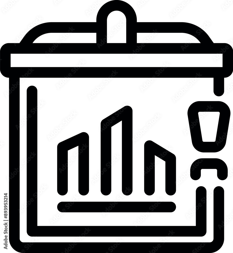Poster businessman is using a pointer stick to explain a growing bar chart on a flip chart, in a business p