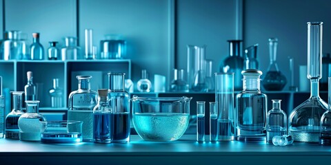 Premium laboratory setting with various glassware, ideal for high-end scientific and educational uses.
