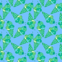 Cartoon candy seamless ice cream pattern for wrapping paper and fabric