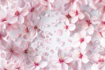 A close-up of pink cherry blossom petals against a softly blurred background, ideal for decorative purposes or stock photography.
