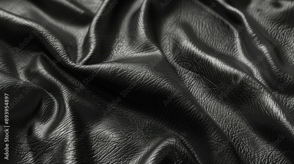 Poster high resolution close up of a black leather fabric with a textured surface. this texture adds depth 