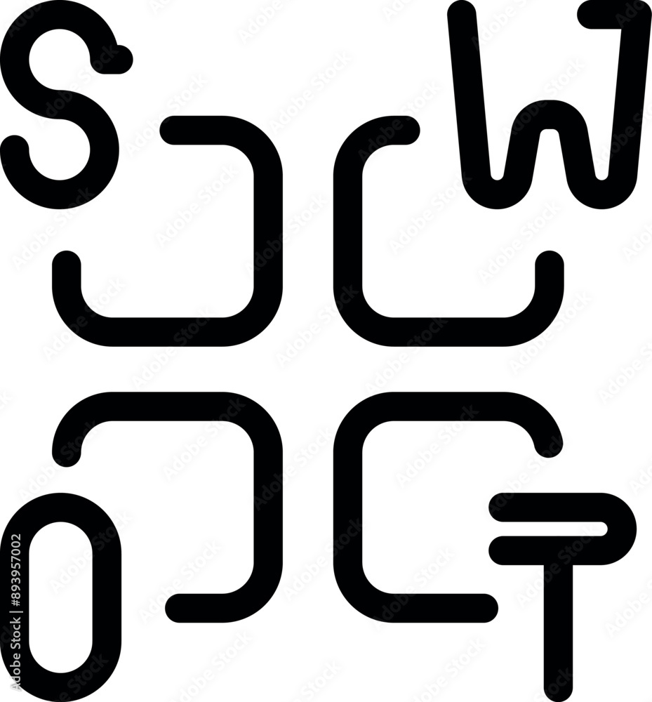 Poster black and white icon of a phone screen showing a password being entered using a grid pattern