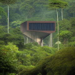 modern building in rainforest