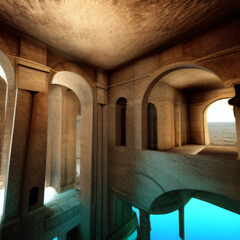 inside of building underwater