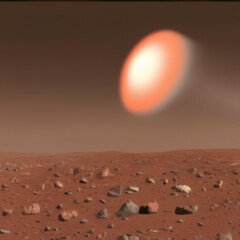 desert landscape with planet in distance