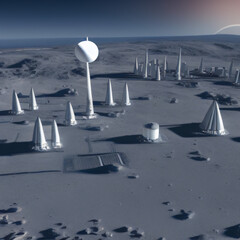 3d render of a city on the moon