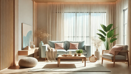 Charming Living Room with Pastel Hues