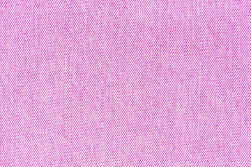 Closeup, macro of pink jeans denim fabric texture background, cloth with diagonal weawing