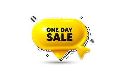 Click here speech bubble 3d icon. One day sale tag. Special offer price sign. Advertising Discounts symbol. One day chat offer. Speech bubble banner. Text box balloon. Vector