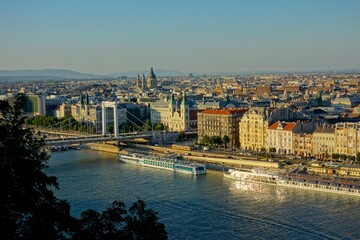 Fototapeta premium Budapest, Hungary's capital city, sits on the Danube River in Eastern Europe