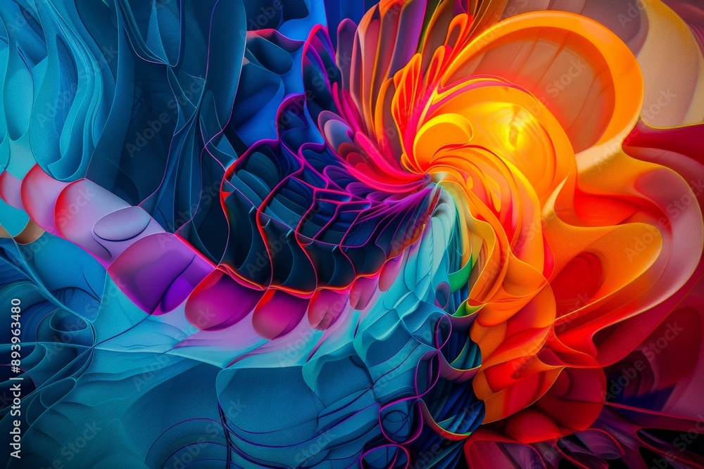 Poster This image depicts spiraling vivid colors in an abstract dreamscape design, creating a stunning visual feast that is both mesmerizing and energetic, invoking imagination and wonder.